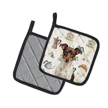 Load image into Gallery viewer, Chocolate and White Rat Terrier Coffee Bar Pair of Pot Holders