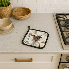 Load image into Gallery viewer, Chocolate and White Rat Terrier Coffee Bar Pair of Pot Holders