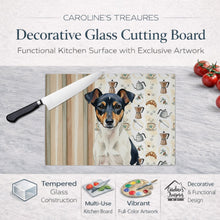 Load image into Gallery viewer, Tricolor Rat Terrier Coffee Bar Glass Cutting Board