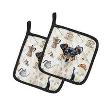 Load image into Gallery viewer, Tricolor Rat Terrier Coffee Bar Pair of Pot Holders
