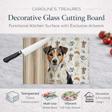 Load image into Gallery viewer, Tricolor Russell Terrier Coffee Bar Glass Cutting Board
