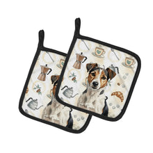 Load image into Gallery viewer, Tricolor Russell Terrier Coffee Bar Pair of Pot Holders