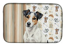 Load image into Gallery viewer, White with Black Markings Russell Terrier Coffee Bar Dish Drying Mat