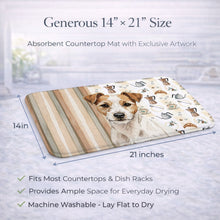 Load image into Gallery viewer, White with Tan Markings Russell Terrier Coffee Bar Dish Drying Mat