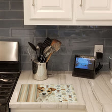 Load image into Gallery viewer, White with Tan Markings Russell Terrier Coffee Bar Glass Cutting Board