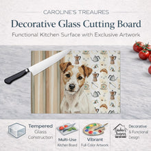 Load image into Gallery viewer, White with Tan Markings Russell Terrier Coffee Bar Glass Cutting Board