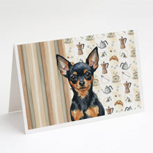 Load image into Gallery viewer, Black and Tan Russian Toy Coffee Bar Greeting Cards Pack of 8
