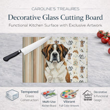 Load image into Gallery viewer, Brindle and White Saint Bernard Coffee Bar Glass Cutting Board
