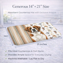 Load image into Gallery viewer, Brown and White Saint Bernard Coffee Bar Dish Drying Mat