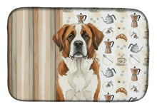 Load image into Gallery viewer, Brown and White Saint Bernard Coffee Bar Dish Drying Mat
