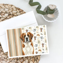 Load image into Gallery viewer, Brown and White Saint Bernard Coffee Bar Greeting Cards Pack of 8