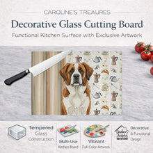Load image into Gallery viewer, Brown and White Saint Bernard Coffee Bar Glass Cutting Board