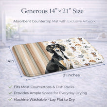 Load image into Gallery viewer, Black and Tan Saluki Coffee Bar Dish Drying Mat