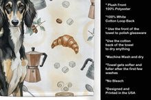 Load image into Gallery viewer, Black and Tan Saluki Coffee Bar Kitchen Towel