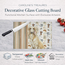 Load image into Gallery viewer, Cream Saluki Coffee Bar Glass Cutting Board