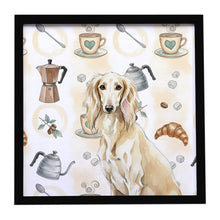 Load image into Gallery viewer, Cream Saluki Coffee Bar Framed Metal Print