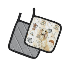 Load image into Gallery viewer, Cream Saluki Coffee Bar Pair of Pot Holders