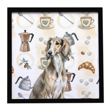 Load image into Gallery viewer, Grizzle Saluki Coffee Bar Framed Metal Print