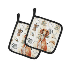 Load image into Gallery viewer, Red Saluki Coffee Bar Pair of Pot Holders