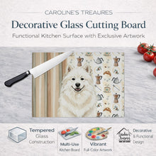 Load image into Gallery viewer, Cream Samoyed Coffee Bar Glass Cutting Board