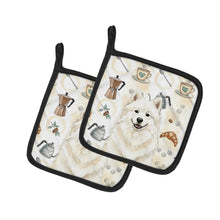 Load image into Gallery viewer, Cream Samoyed Coffee Bar Pair of Pot Holders
