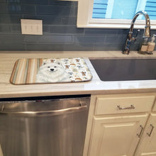 Load image into Gallery viewer, White Samoyed Coffee Bar Dish Drying Mat