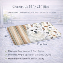 Load image into Gallery viewer, White Samoyed Coffee Bar Dish Drying Mat