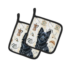 Load image into Gallery viewer, Schipperke Coffee Bar Pair of Pot Holders