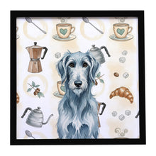 Load image into Gallery viewer, Blue-Gray Scottish Deerhound Coffee Bar Framed Metal Print