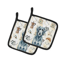 Load image into Gallery viewer, Blue-Gray Scottish Deerhound Coffee Bar Pair of Pot Holders