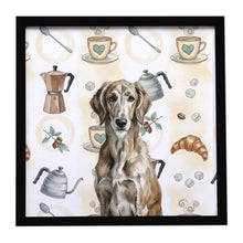 Load image into Gallery viewer, Brindle Scottish Deerhound Coffee Bar Framed Metal Print