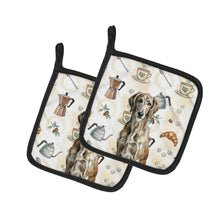 Load image into Gallery viewer, Brindle Scottish Deerhound Coffee Bar Pair of Pot Holders