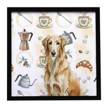 Load image into Gallery viewer, Wheaten Scottish Deerhound Coffee Bar Framed Metal Print