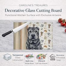 Load image into Gallery viewer, Black Shar Pei Coffee Bar Glass Cutting Board