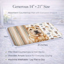 Load image into Gallery viewer, Red Shar Pei Coffee Bar Dish Drying Mat