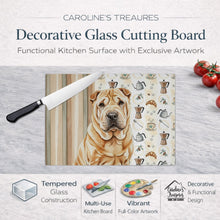 Load image into Gallery viewer, Red Shar Pei Coffee Bar Glass Cutting Board