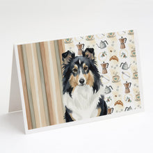 Load image into Gallery viewer, Tricolor Sheltie Coffee Bar Greeting Cards Pack of 8