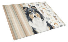 Load image into Gallery viewer, Tricolor Sheltie Coffee Bar Glass Cutting Board