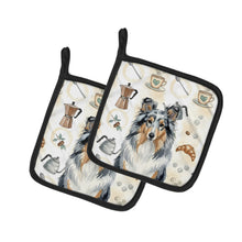 Load image into Gallery viewer, Blue Merle Sheltie Coffee Bar Pair of Pot Holders
