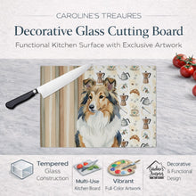 Load image into Gallery viewer, Sable Sheltie Coffee Bar Glass Cutting Board