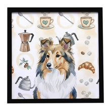 Load image into Gallery viewer, Sable Sheltie Coffee Bar Framed Metal Print