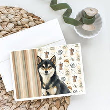 Load image into Gallery viewer, Black and Tan Shiba Inu Coffee Bar Greeting Cards Pack of 8