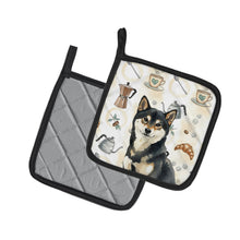 Load image into Gallery viewer, Black and Tan Shiba Inu Coffee Bar Pair of Pot Holders