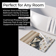Load image into Gallery viewer, Black and Tan Shiba Inu Coffee Bar Memory Foam Kitchen Mat