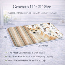 Load image into Gallery viewer, Cream Shiba Inu Coffee Bar Dish Drying Mat