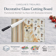 Load image into Gallery viewer, Cream Shiba Inu Coffee Bar Glass Cutting Board
