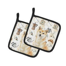 Load image into Gallery viewer, Cream Shiba Inu Coffee Bar Pair of Pot Holders