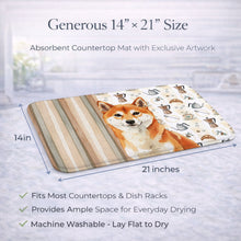 Load image into Gallery viewer, Red Shiba Inu Coffee Bar Dish Drying Mat