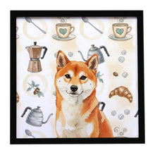 Load image into Gallery viewer, Red Shiba Inu Coffee Bar Framed Metal Print
