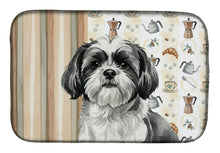 Load image into Gallery viewer, Black and White Shih Tzu Coffee Bar Dish Drying Mat
